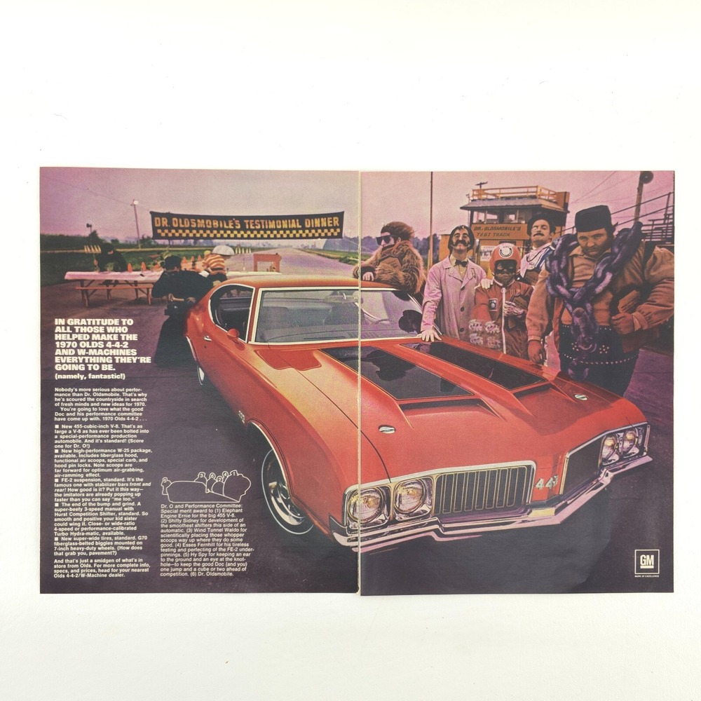 VTG 1970 Oldsmobile 442 Advertising Print Ad Muscle Car GM Promo Art W-Machine